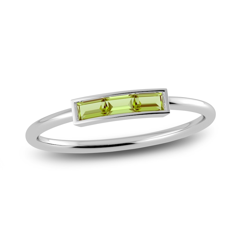 Main Image 1 of Juliette Maison Natural Peridot Baguette Bar Ring 10K White Gold