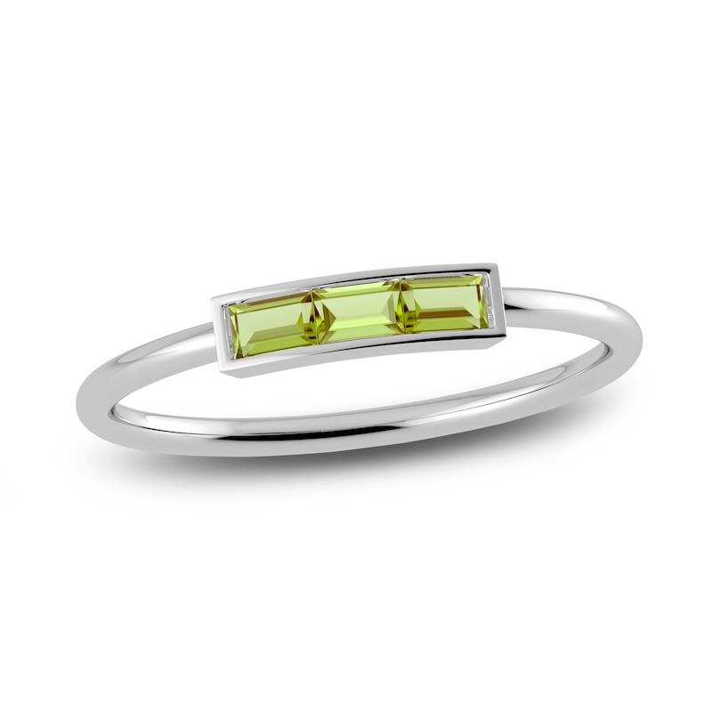 Juliette Maison Natural Peridot Baguette Bar Ring 10K White Gold