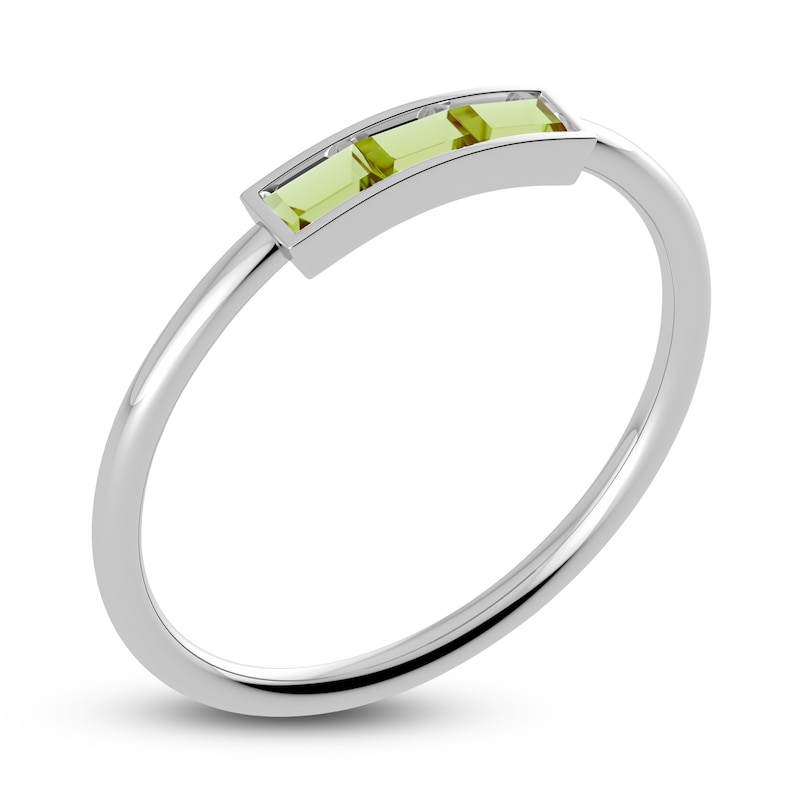 Main Image 2 of Juliette Maison Natural Peridot Baguette Bar Ring 10K White Gold