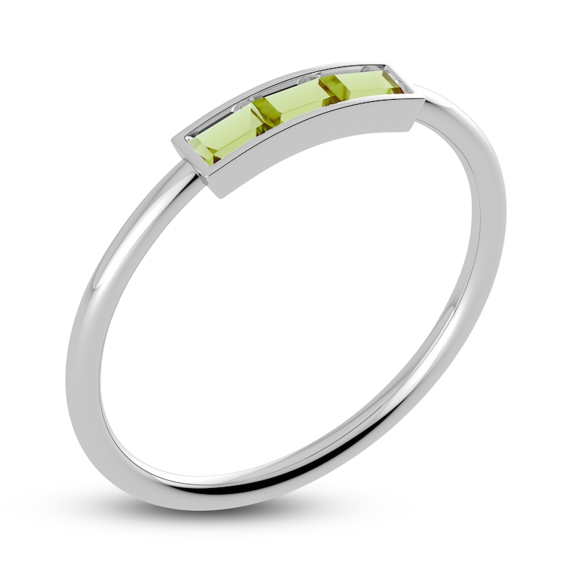 Juliette Maison Natural Peridot Baguette Bar Ring 10K White Gold