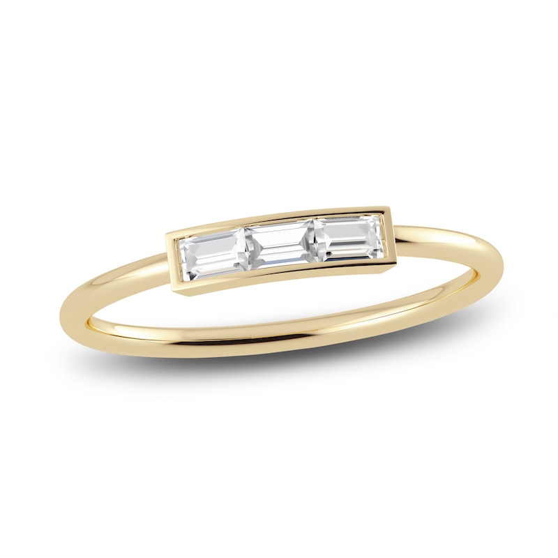 Main Image 1 of Juliette Maison Natural White Sapphire Baguette Bar Ring 10K Yellow Gold