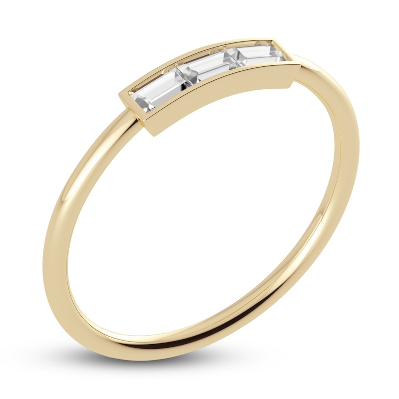Main Image 2 of Juliette Maison Natural White Sapphire Baguette Bar Ring 10K Yellow Gold