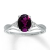 Thumbnail Image 0 of Garnet Ring Oval with Diamond Accents 10K White Gold