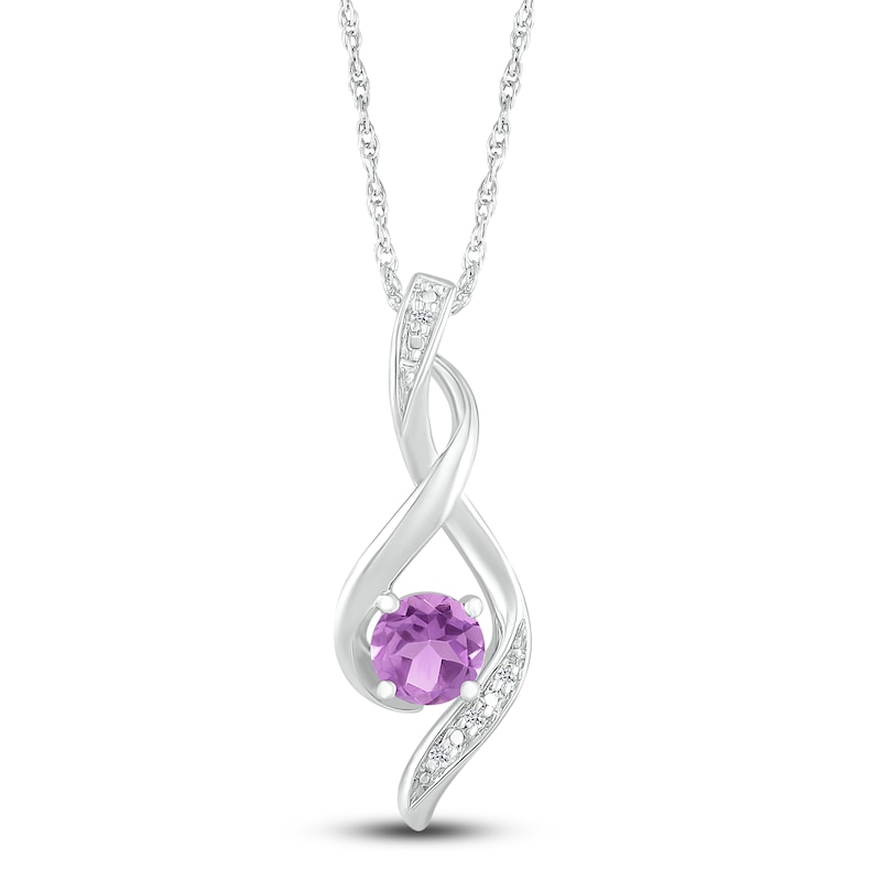 Amethyst Necklace Diamond Accents Sterling Silver