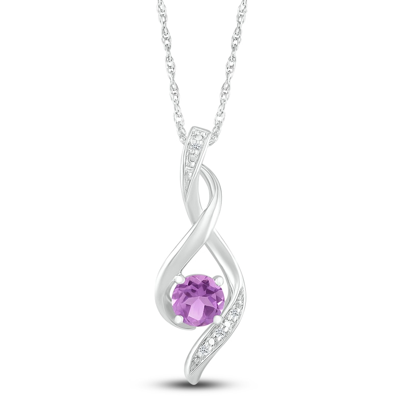 Main Image 2 of Amethyst Necklace Diamond Accents Sterling Silver