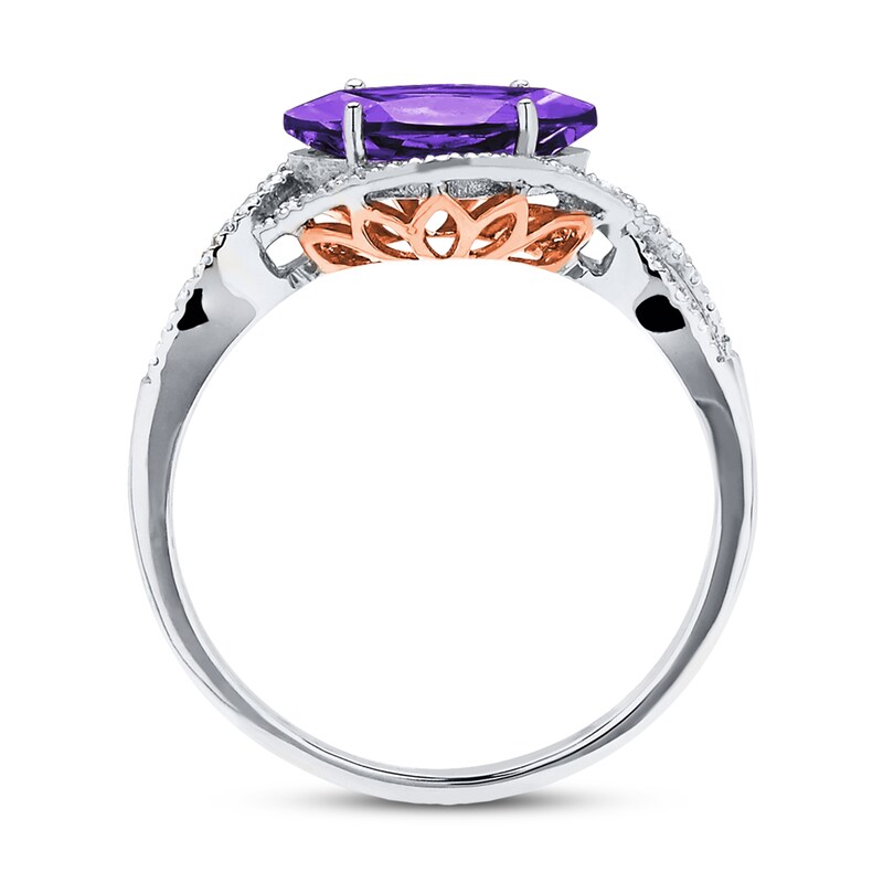 Main Image 2 of Natural Amethyst Ring Diamonds 10K Two-Tone Gold