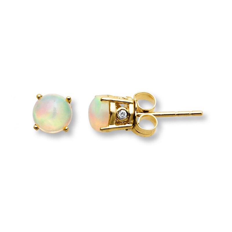 Natural Opal Earrings Diamond Accents 14k Yellow Gold Jared Natural Opal Earrings Diamond Accents 14k Yellow Gold Jared