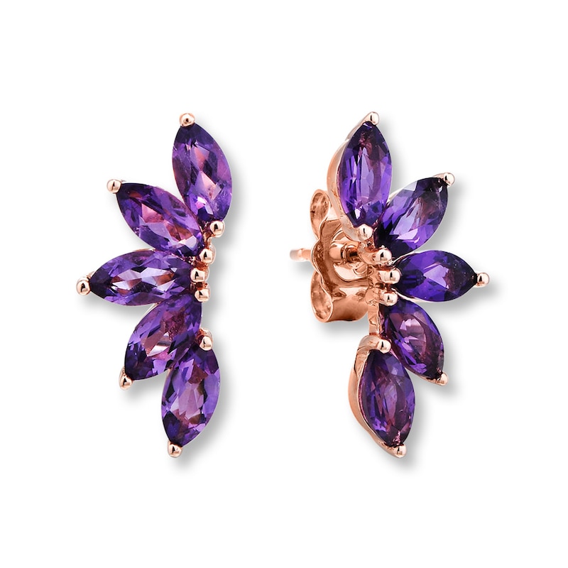 Main Image 1 of Amethyst Earring Climbers 10K Rose Gold