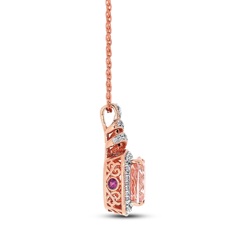 Main Image 2 of Natural Morganite Necklace Diamonds/Garnet 14K Rose Gold