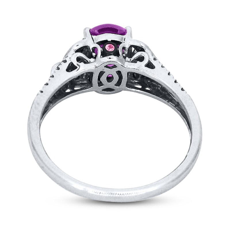 Natural Garnet Ring Diamonds/Tourmaline 10K White Gold