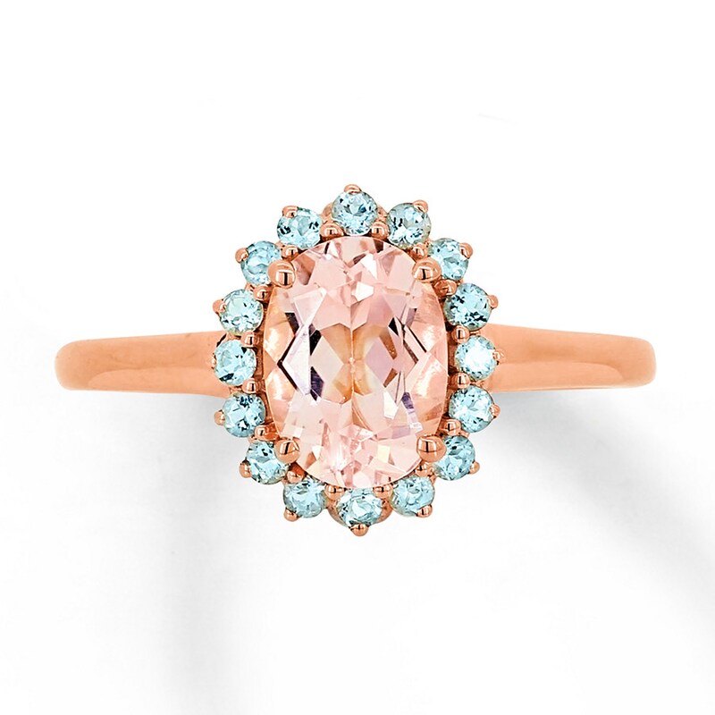 Morganite Ring Aquamarines 14K Rose Gold