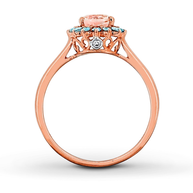 Morganite Ring Aquamarines 14K Rose Gold