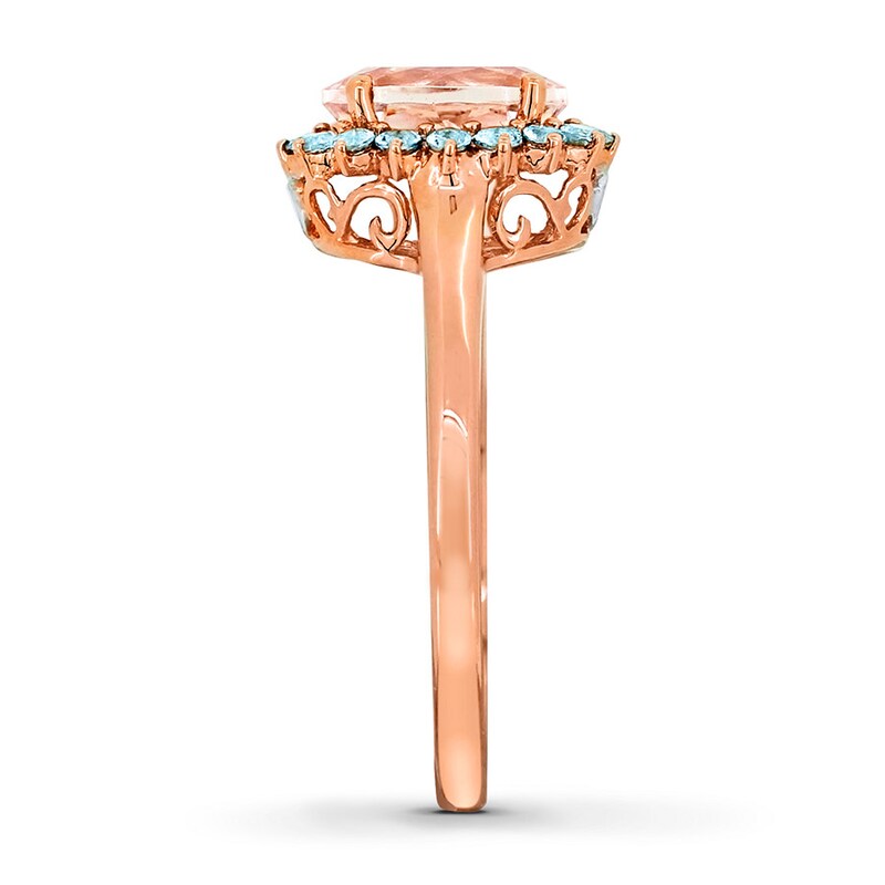 Morganite Ring Aquamarines 14K Rose Gold
