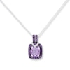 Thumbnail Image 1 of Amethyst Necklace 1/20 ct tw Diamonds Sterling Silver