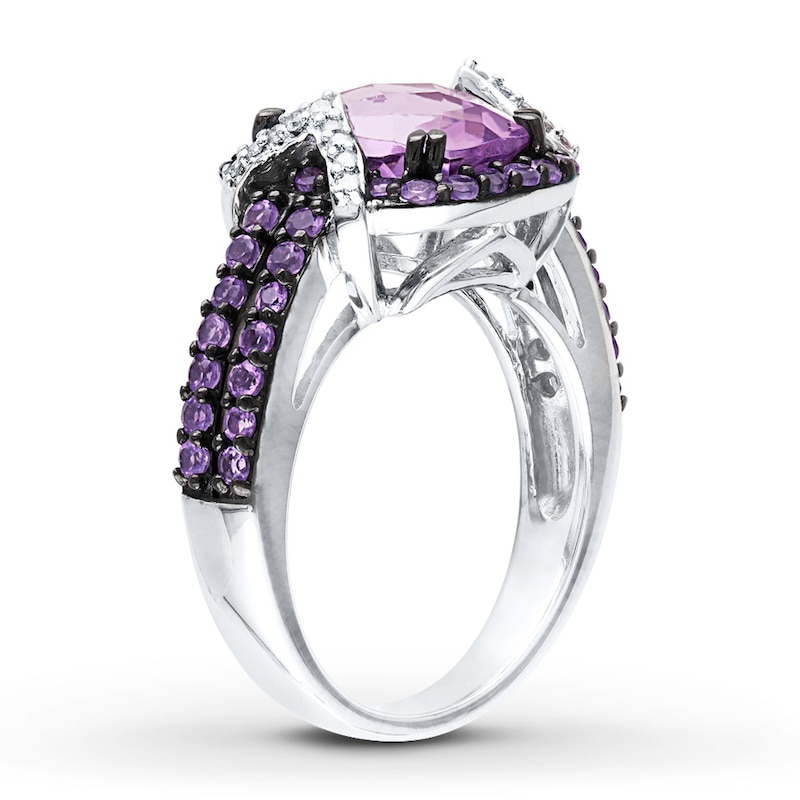 Amethyst Ring 1/10 ct tw Diamonds Sterling Silver