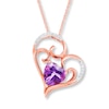 Thumbnail Image 0 of Amethyst Heart Necklace Diamond Accents 10K Rose Gold