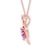 Thumbnail Image 1 of Amethyst Heart Necklace Diamond Accents 10K Rose Gold