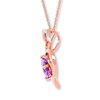 Thumbnail Image 2 of Amethyst Heart Necklace Diamond Accents 10K Rose Gold