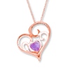 Thumbnail Image 2 of Amethyst Heart Necklace Diamond Accents 10K Rose Gold