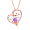 Thumbnail Image 3 of Amethyst Heart Necklace Diamond Accents 10K Rose Gold