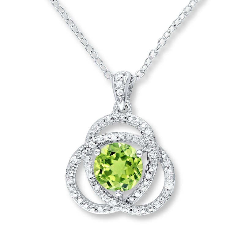 Peridot Necklace 1/10 ct tw Diamonds Sterling Silver