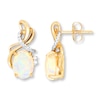 Thumbnail Image 0 of Lab-Created Opal Earrings 1/15 ct tw Diamonds 10K Yellow Gold