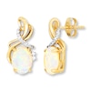 Thumbnail Image 1 of Lab-Created Opal Earrings 1/15 ct tw Diamonds 10K Yellow Gold