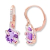 Thumbnail Image 0 of Amethyst Earrings 1/5 ct tw Diamonds 10K Rose Gold