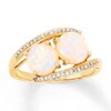 Lab-Created Opal Ring 1/10 ct tw Diamonds 10K Yellow Gold