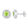 Thumbnail Image 1 of Peridot Earrings 1/10 ct tw Diamonds Sterling Silver