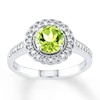 Thumbnail Image 0 of Peridot Ring 1/8 ct tw Diamonds Sterling Silver