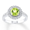 Thumbnail Image 1 of Peridot Ring 1/8 ct tw Diamonds Sterling Silver