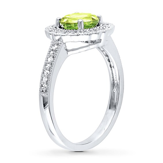 Peridot Ring 1/8 ct tw Diamonds Sterling Silver | Jared