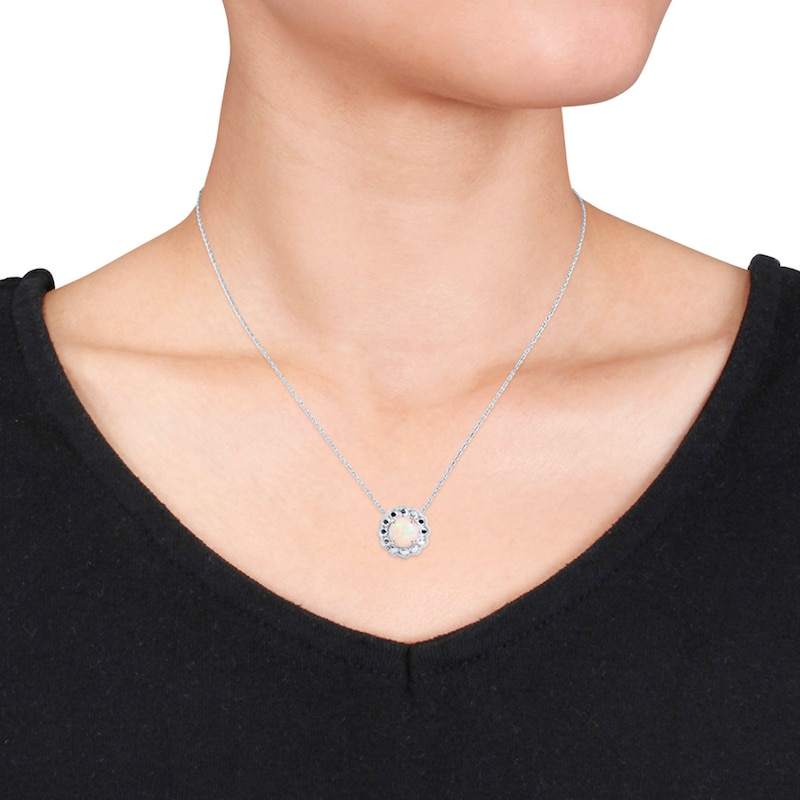 Main Image 2 of Natural Opal Necklace 10K White Gold