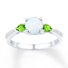 Thumbnail Image 0 of Peridot/Lab-Created Opal Ring 1/10 ct tw Diamonds Sterling Silver