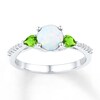 Thumbnail Image 0 of Peridot/Lab-Created Opal Ring 1/10 ct tw Diamonds Sterling Silver