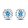 Blue Topaz Earrings 1/2 ct tw Diamonds 10K White Gold