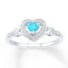 Blue Topaz Ring 1/15 ct tw Diamonds 10K White Gold