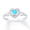 Thumbnail Image 1 of Blue Topaz Ring 1/15 ct tw Diamonds 10K White Gold