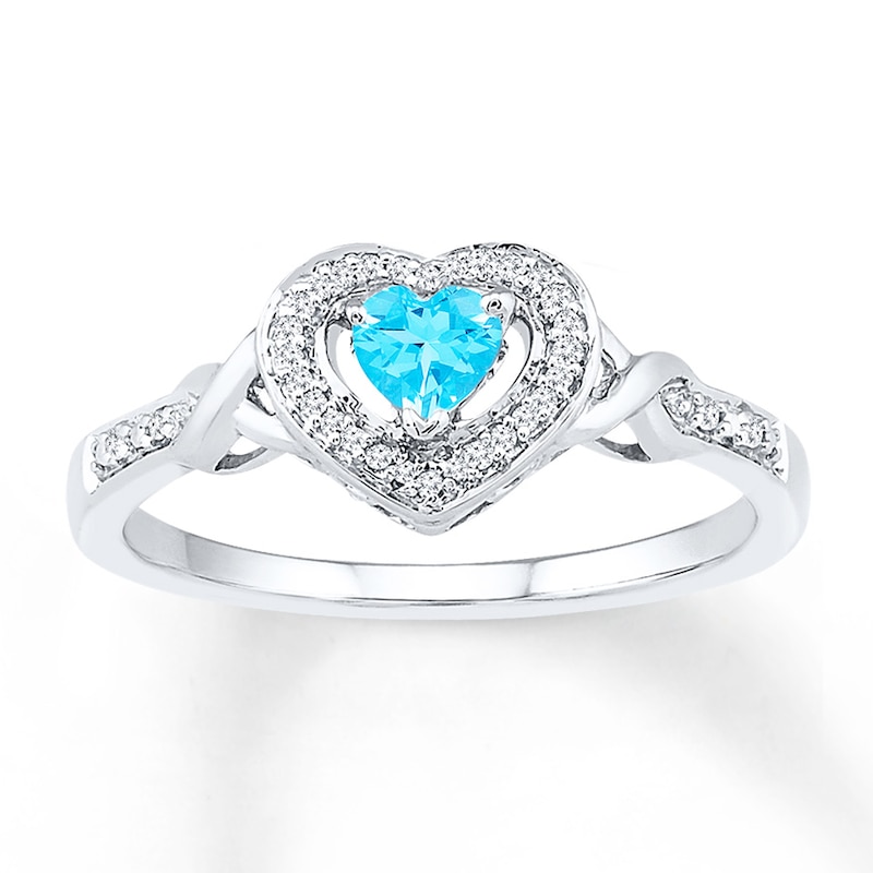 Blue Topaz Ring 1/15 ct tw Diamonds 10K White Gold | Jared