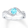 Blue Topaz Ring Diamond Accents Sterling Silver