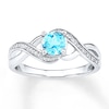 Thumbnail Image 1 of Blue Topaz Ring Diamond Accents Sterling Silver