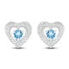 Blue Topaz Earrings 1/20 ct tw Diamonds 10K White Gold