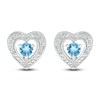 Blue Topaz Earrings 1/20 ct tw Diamonds 10K White Gold
