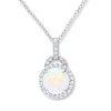 Thumbnail Image 1 of Natural Opal Necklace White Topaz Accents Sterling Silver