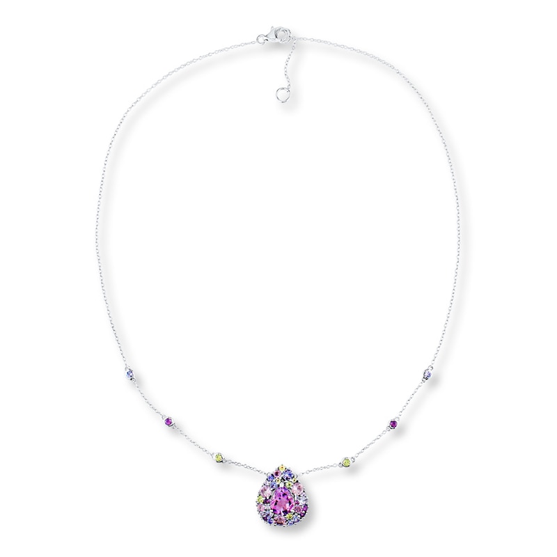 Main Image 2 of Amethyst Necklace Tanzanite & Peridot Accents Sterling Silver