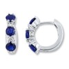 Thumbnail Image 0 of Natural Sapphire Hoop Earrings 1/8 cttw Diamonds 14K White Gold