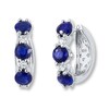 Thumbnail Image 2 of Natural Sapphire Hoop Earrings 1/8 cttw Diamonds 14K White Gold