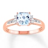 Thumbnail Image 0 of Aquamarine Ring 1/20 ct tw Diamonds 10K Rose Gold