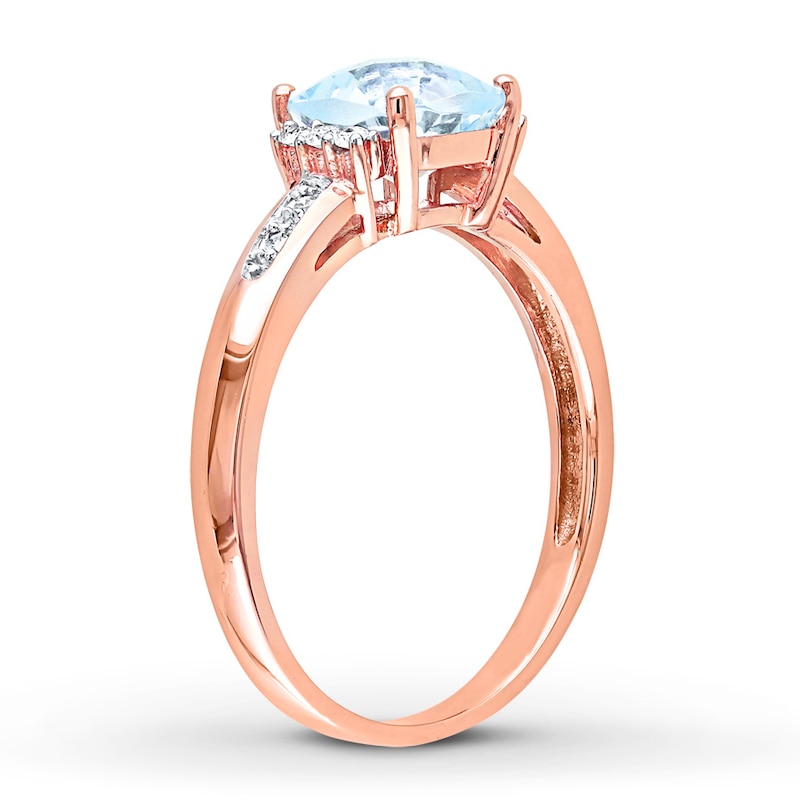 Main Image 3 of Aquamarine Ring 1/20 ct tw Diamonds 10K Rose Gold